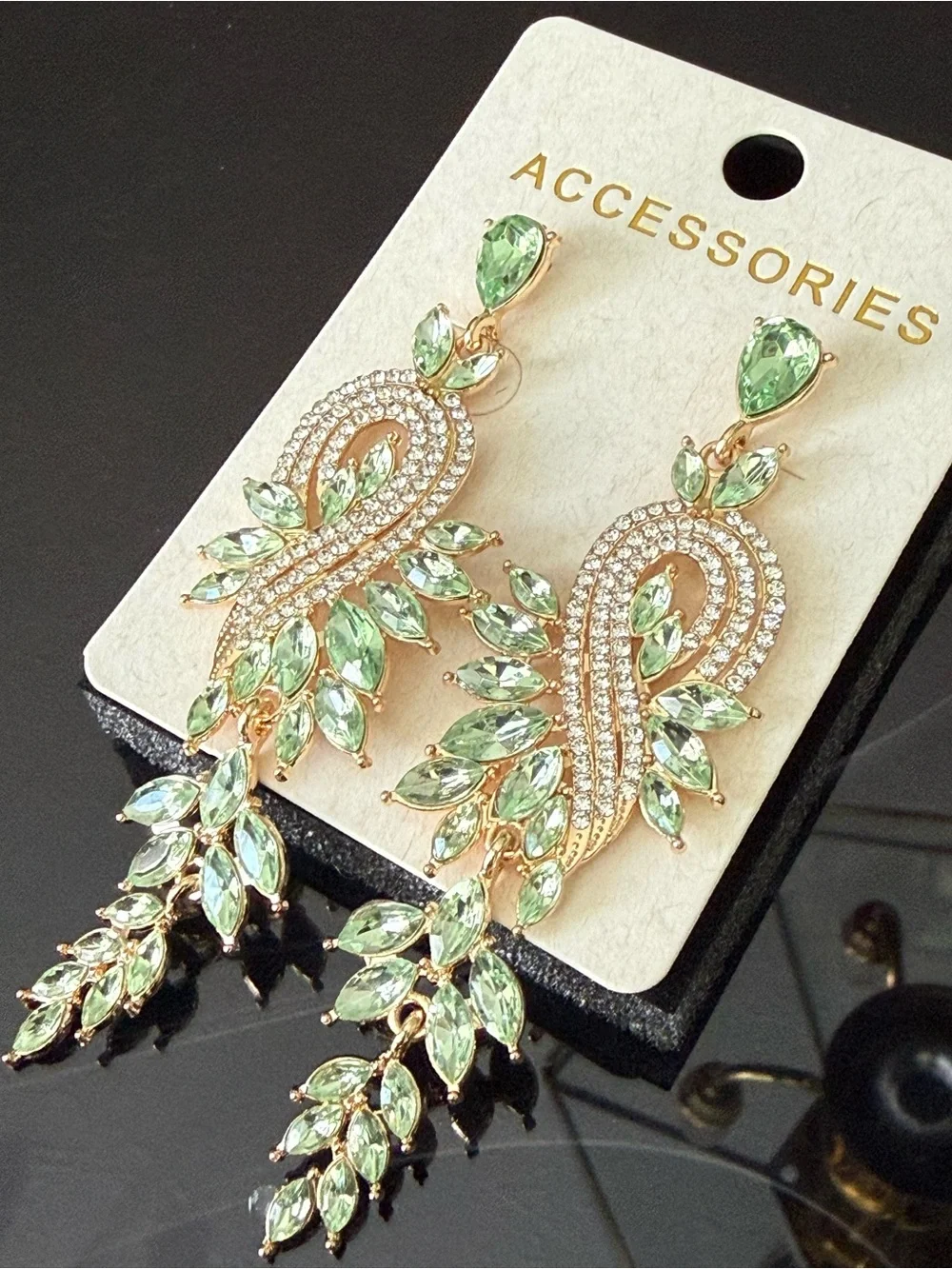 Gold-Tone Light Green Crystal Cascade Drop Earrings - Accessorize